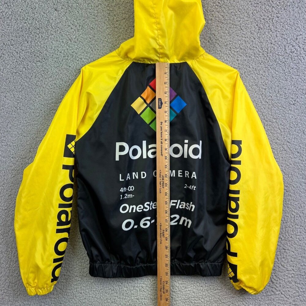 VINTAGE POLAROID 320 LAND CAMERA 90’S LIGHT HOODED JACKET ‎ SHELL BLACK SMALL - Picture 11 of 14